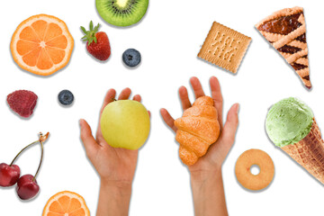 cibo sano o dolci dieta non sano spazzatura 