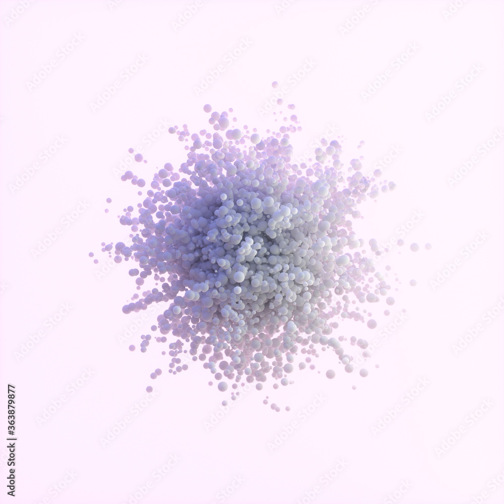 Aufkleber abstract spheres on pink background. flowing cluster of spheres, bubble abstract background with 3d 