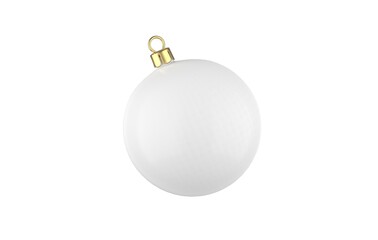 White Christmas ball mockup template on isolated white background, 3d illustration