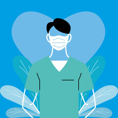 Young medical professional wearing face mask