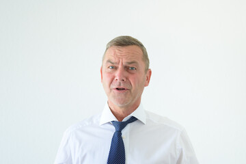 Worried man talking to the camera