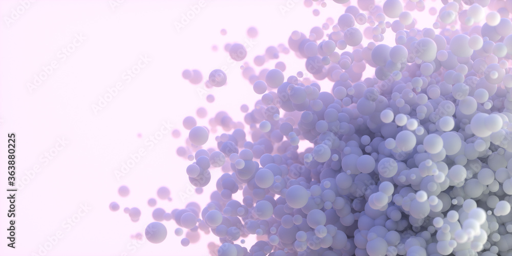 Aufkleber abstract spheres on pink background. flowing cluster of spheres, bubble abstract background with 3d 