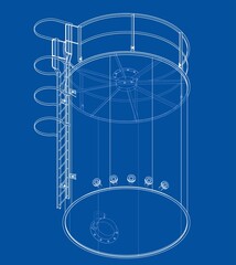 Oil tank outline. 3D illustration