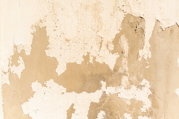 Shabby, cracked, old concrete vintage white wall background