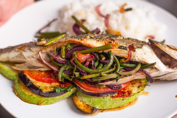 grilled fish with vegetables