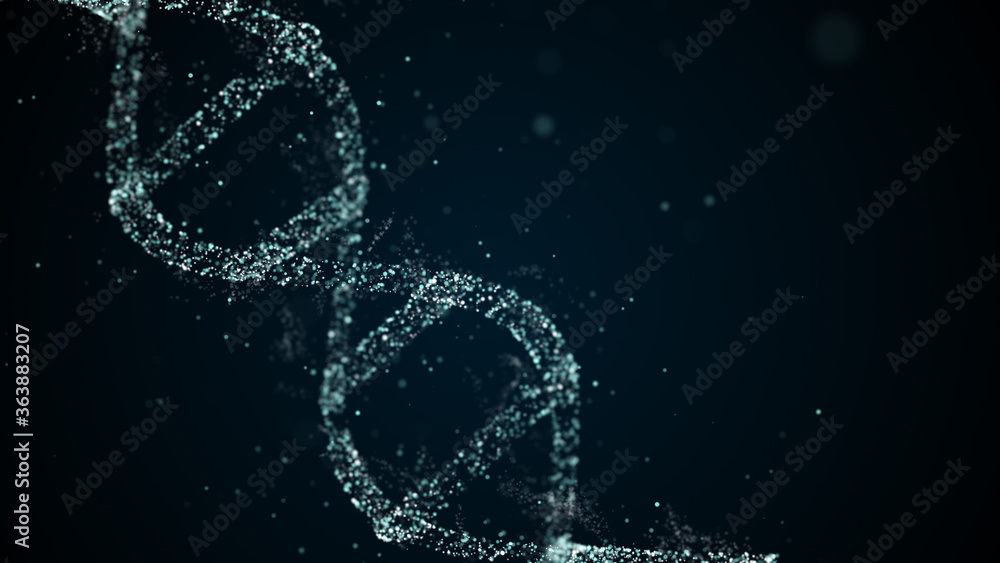 Aufkleber rotation of digital dna on abstract background with floating particles