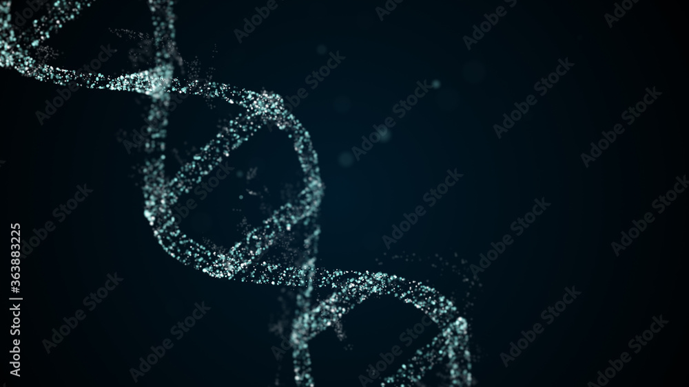 Poster artificial dna structure with shining light particles