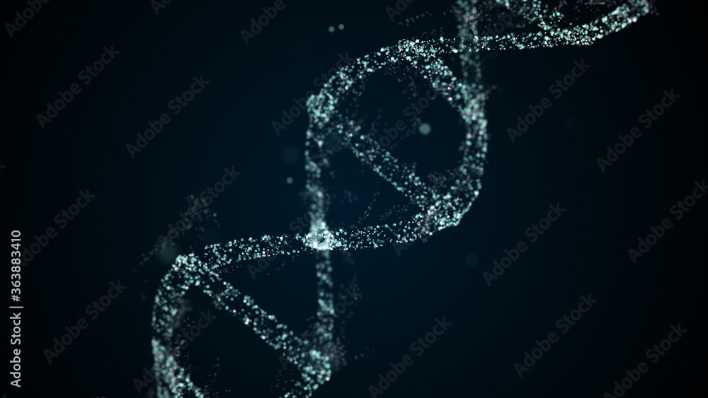 Poster scan of dna construction designed out of genetic particles and alpha channel.