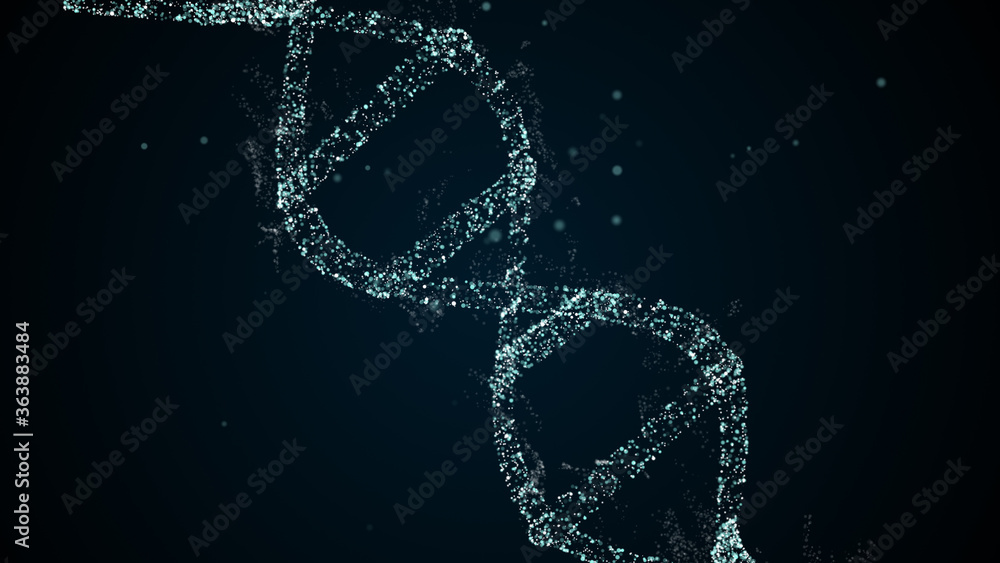 Poster artificial dna structure with shining light particles