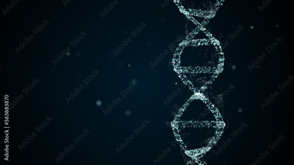 Poster scan of dna construction designed out of genetic particles and alpha channel.