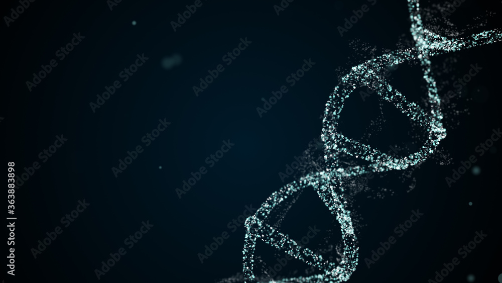 Poster artificial dna structure with shining light particles
