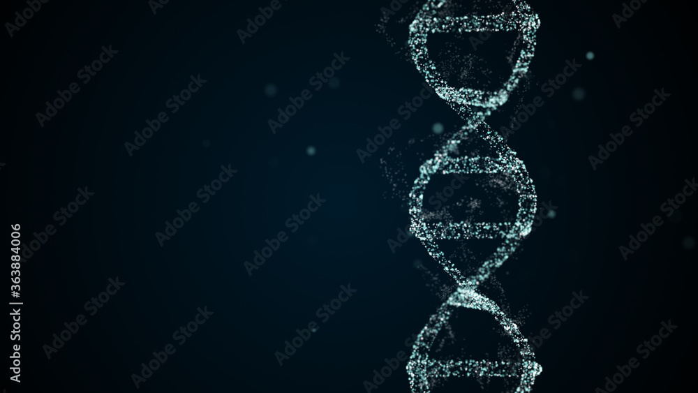 Poster abstract digital plexus dna molecule out of space dust in blue.