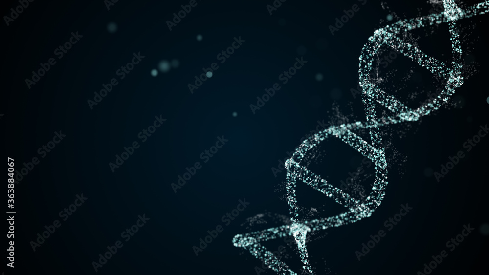 Aufkleber abstract representation of digital binary dna molecule over space darkness.