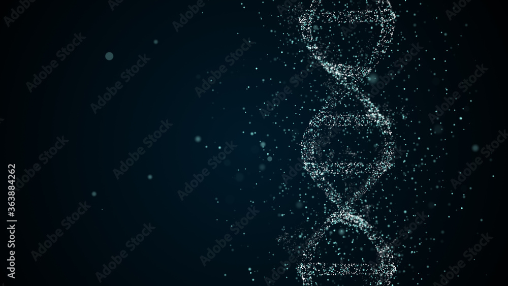 Poster artificial dna structure with shining light particles