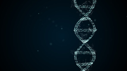 Digital plexus DNA molecule out of space dust in blue.