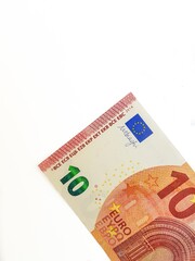 Euro banknotes on a white background. Paper money.