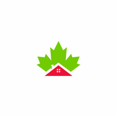 Obraz premium maple leaf logo and unique house roof