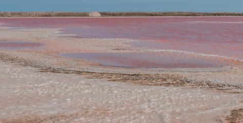 Rosa See Wasser der Salzwerke in Walvis Bay Namibia Südafrika