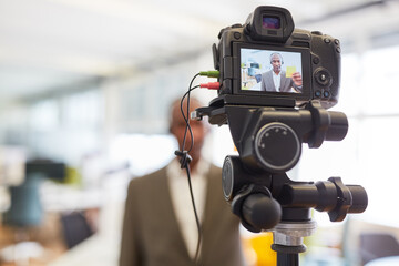 African businessman recording video