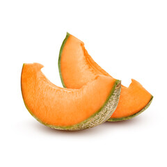 Slices of melon isolated on white background