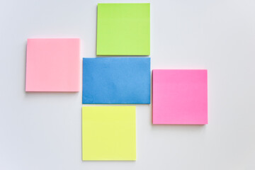 selective focus, colorful square blocks and blue rectangle in the center