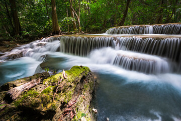 Huay Mae Khamin waterfall in tropical forest, Thailand	