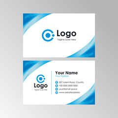 abstract smooth clean blue curvy business card design, professional stylish name card template vector
