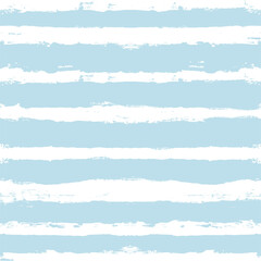 Fototapeta premium Hand drawn striped pattern, baby blue navy stripe seamless background, childish pastel brush strokes. vector grunge stripes, cute paintbrush line