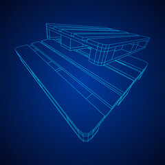 Cargo pallet for warehouse. Logistics shipping concept. Wireframe low poly mesh vector illustration.