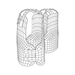 Police flak jacket or bulletproof vest. Bullet proof concept. Wireframe low poly mesh vector illustration.