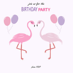 Greeting card with the image of a cute flamingo.