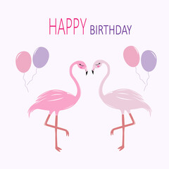 Greeting card with the image of a cute flamingo.