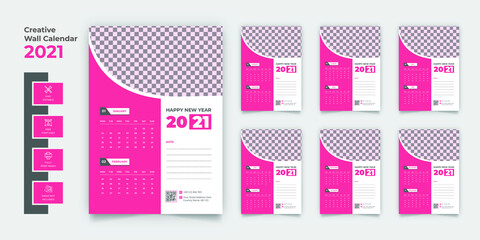 Wall calendar 2021 design template