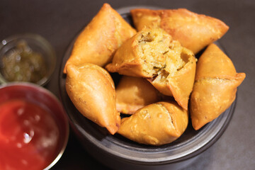 Samosa an India traditional recepie made with potato stuff filled in a flour coating
