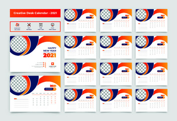 2021 desk calendar template design