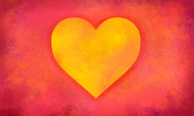 yellow-orange heart on a red grunge background Valentine's Day, Christmas, birthday, mother's day, for a loved one