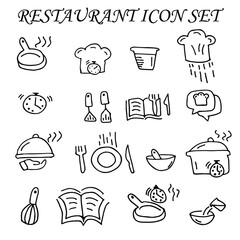 Hand drawn restaurant food and drink icons