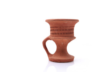 Traditional Arabic, Handmade clay Oud burner on white background.