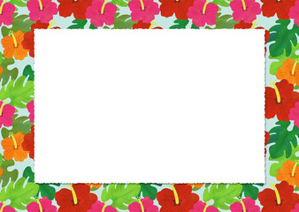 . Lively hibiscus background illustration material