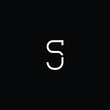 Minimal elegant monogram art logo. Outstanding professional trendy awesome artistic SJ JS initial based Alphabet icon logo. Premium Business logo white color on black background 