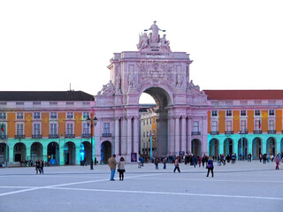 Lisbon, Portugal-05/27/2019: Arco da Rua Augusta at Praca do Comercio