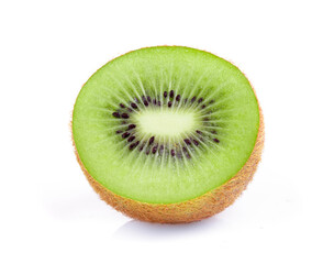 Fototapeta na wymiar half of ripe juicy kiwi fruit isolated on white background