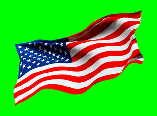 USA flag isolated on green screen background 3d render