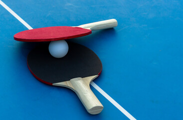 tennis de table sport loisir bleu rouge