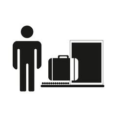 baggage inspection icon, customs revision, web symbol on white background - 363901873