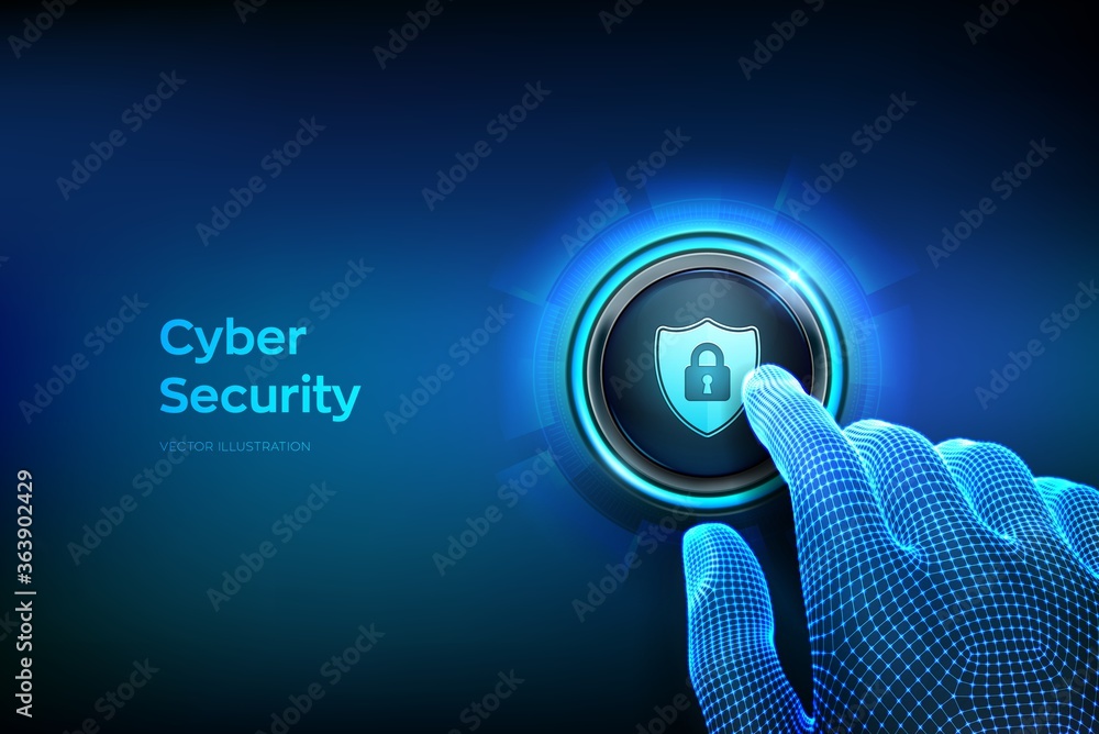 Aufkleber cyber security. protect and safe concept. cyber data protection and information privacy. closeup fin