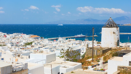 Fototapeta premium View of Mykonos town with The Old Port