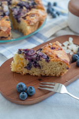 sweet home made almond blueberry pie on a plate