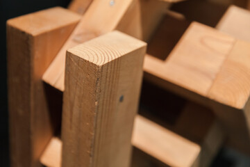 Obraz na płótnie Canvas Abstract wooden construction, close up photo