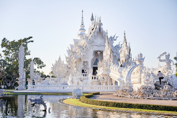 Wat Rong Khun, Wat Phra Kaew. Famous White Temple in Chiang Rai, Thailand. 17th of December 2013.